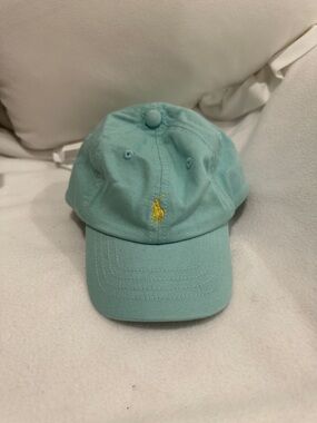 Ralph Lauren Light Aqua Baseball Cap with Yellow Pony